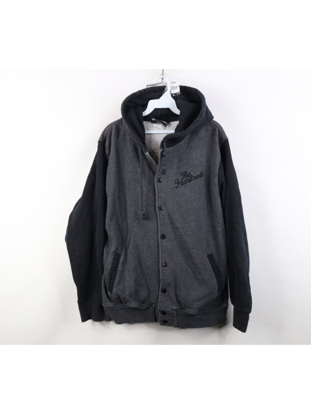The Hundreds Mens M Faded Spell Out Heavyweight Hoodie Varsity Jacket Sweatshirt